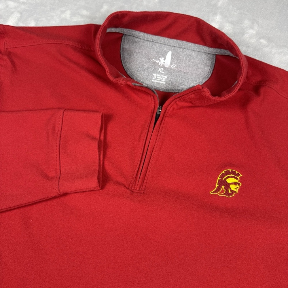 Johnnie-O 1/4 Zip Fleece Pullover Mens Size XL‎ Red USC Trojans